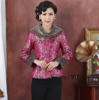 

Winter imitation mink fur collar middle-aged lady coat improved short longsleeved Chinese mother Qiutong Tang suit cotton jacket