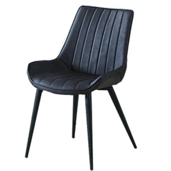 

Household Dining Chair Northern Europe Concise Hotel Dining Chair Industry Iron Wind Pu Leather Dining Chair Stool Chair