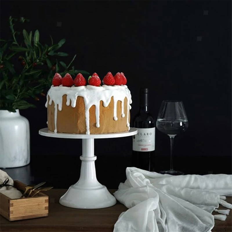 Metal Iron Cake Stand Round Pedestal Dessert Holder Cupcake Display Rack Bakeware White Birthday Wedding Party Decoration