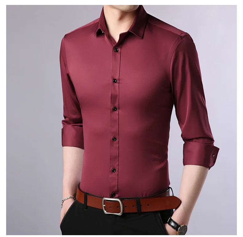 Men Fashion Casual Long Sleeved Shirt Slim Fit Male Social Business Dress Shirt Brand Men Clothing Y1969