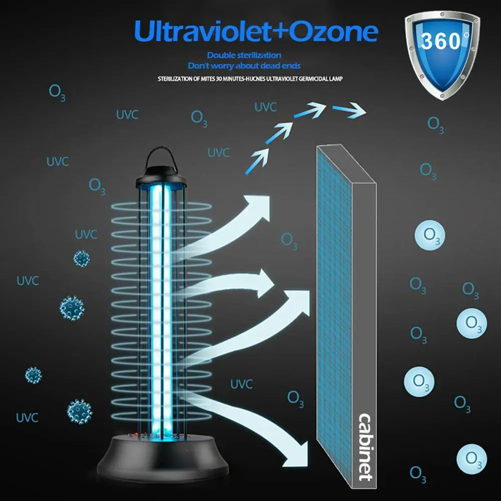 UVC бактерицидная лампа 99.99% стерилизованная 185 + 253nm озона ультрафиолетовая