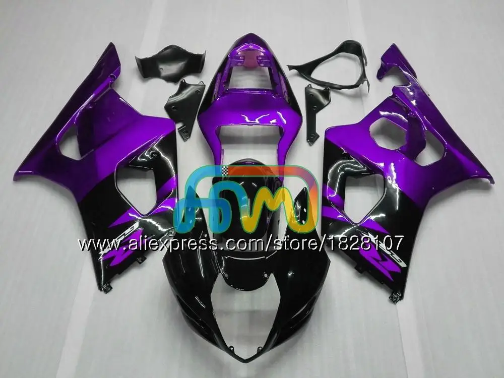 Серебристо-черный+ майка средства ухода за кожей для SUZUKI GSX R1000 K3 GSXR-1000 GSXR1000 1000CC 97BS. 1 GSX-R1000 GSXR 1000 CC 03 04 2003 2004 Обтекатель - Цвет: No. 30 Purple