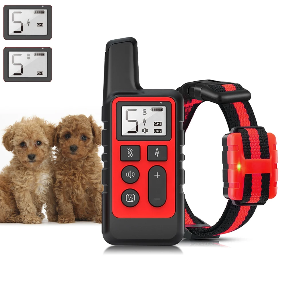 500M Dog Training Collar Pet Electric Remote Control Collar Waterproof Rechargeable Dog Training Tool with LCD Display 30% OFF