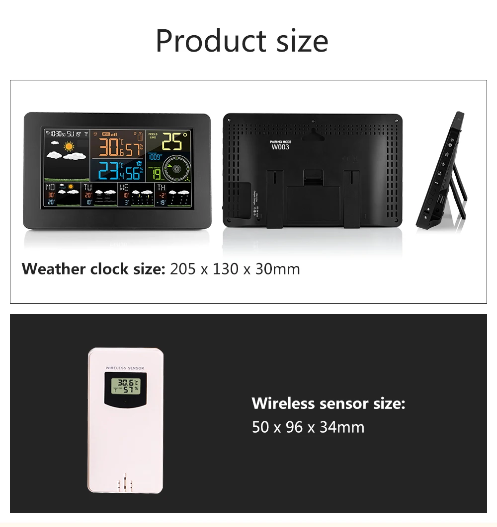 FanJu-WiFi Weather Station Wall Digital Alarm Clock,