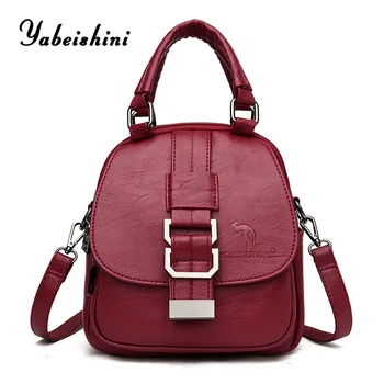 

High quality women Leather Backpack Kangaroo brand travel backpack school bags for teenage girls Shoulder Bags Mochila Feminina
