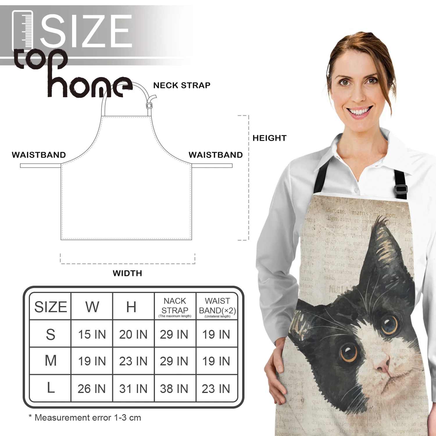 Tophome Kitchen Apron Japanese Cat Old Newspaper Printed Sleeveless Canvas Aprons for Men Women Kids Home Cleaning Tools