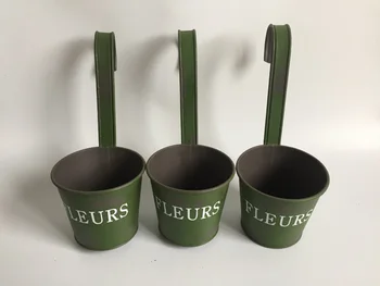 

4Pcs/lot D10XH25CM Hanging bucket Iron pots for Kindergarten Balcony Flower Pot metal Planter