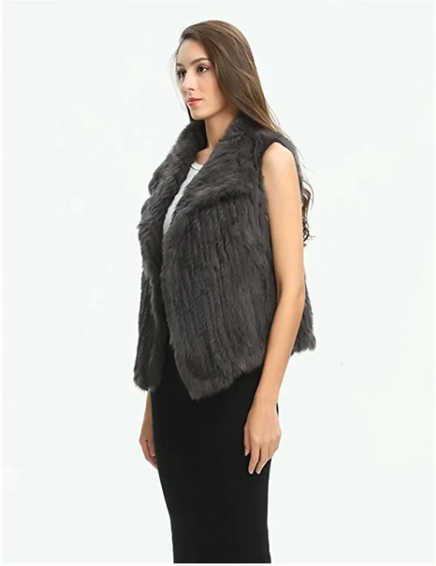 Новые женские модные теплые меховые жилеты с кроличьим мехом, меховое пальто, теплое с разнообразным цветом на выбор, серый, черный, плюс размер A6