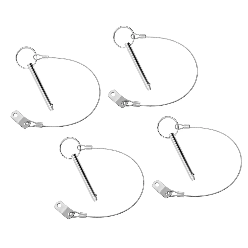4x Boat Bimini Top 316 Stainless Steel Quick Release Pin w/ 240mm Lanyard