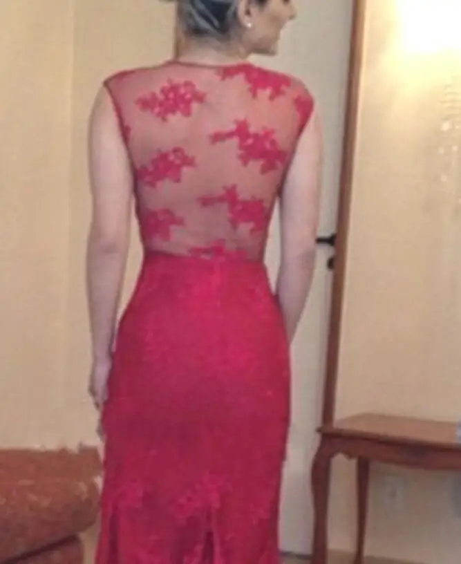 Красные кружевные платья для матери невесты vestido de madrinha Русалка свадебное платье в деловом стиле для вечеринки женские иллюзионные вечерние платья