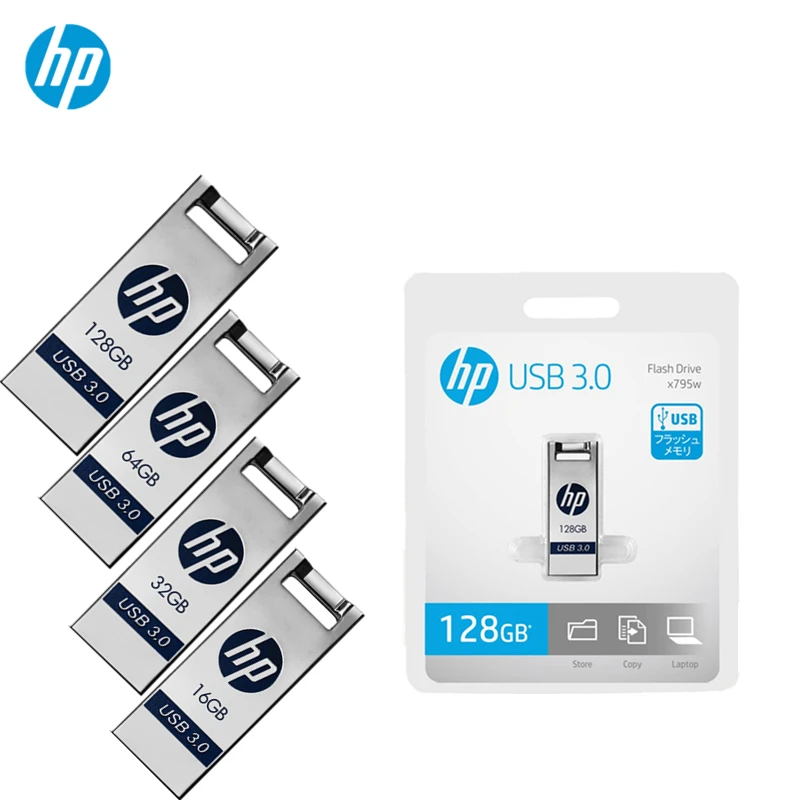 Hp USB флэш-диск 128 ГБ, 16 ГБ, 32 ГБ, 64 ГБ, флеш-накопитель, милый мини-накопитель, Usb Оригинальная карта памяти, металлический диск X795W, флеш-накопитель