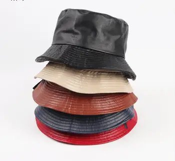 

New Bucket Hat Faux Leather Bucket Hats Top Men's and Women's Fashion Bucket Cap Fisherman Caps