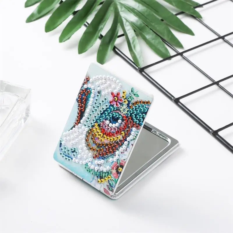 Diamond Painting Makeup Mirror Cartoon Snowman Butterfly DIY Special Shape Diamond Embroidery Ultra-thin Mini Makeup Mirror Gift 