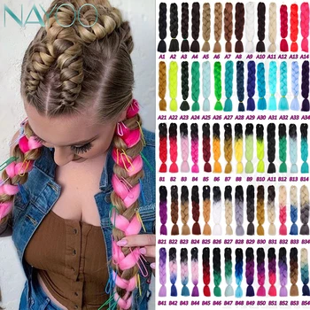 

Nayoo Hair Synthetic Hair Jumbo Braids Crochet Braiding Hair 24Inch Long Ombre Synthetic Braid Hair Extensions for Woman