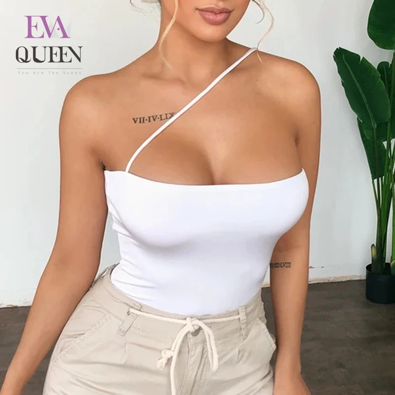 EvaQueen 2020 Summer White Sexy Bodysuit Women Off Shoulder Backless Bodycon Bodysuit Rompers Sleeveless Female Casual Jumpsuit