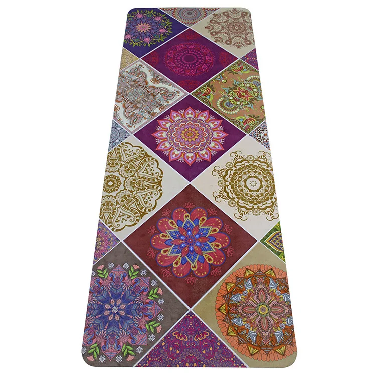 Цветной яркий Печатный резиновый коврик для йоги, замшевая ткань, коврик для йоги, линия расположения, ПУ Диан
