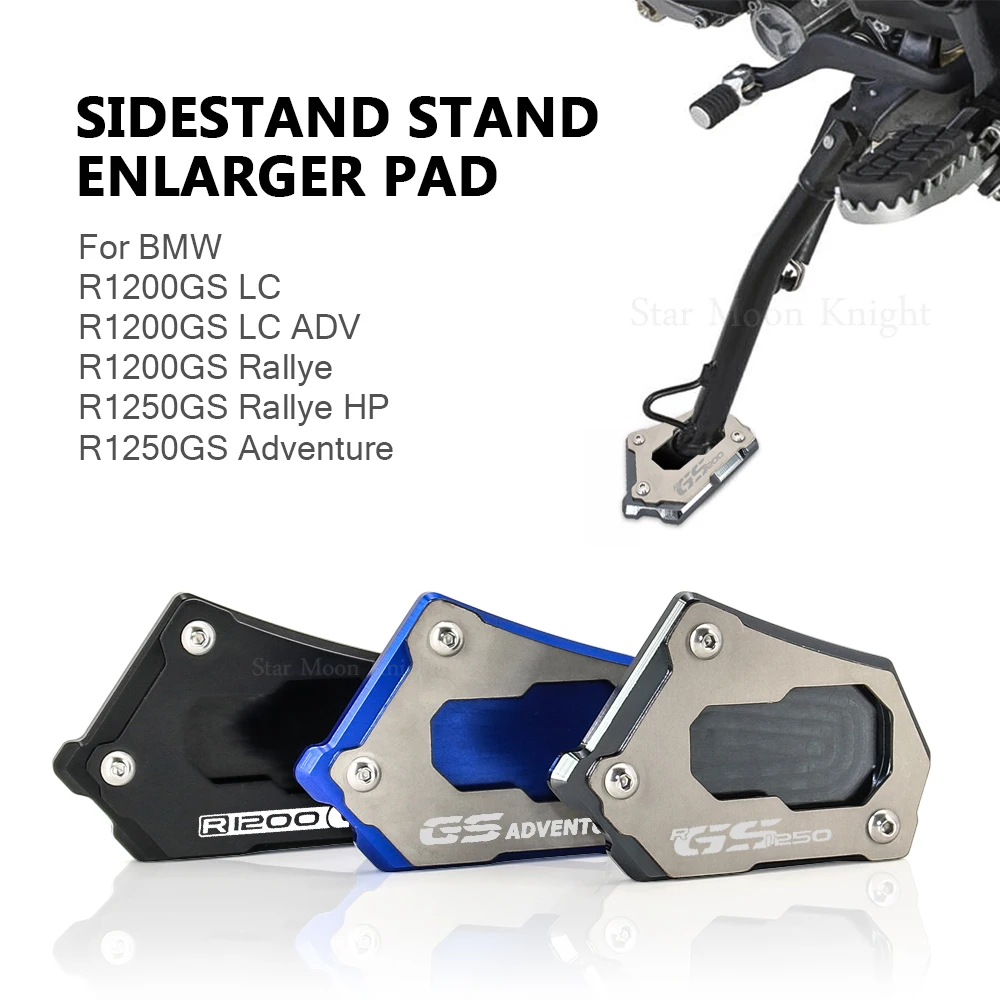 For BMW R1250GS Adventure R 1200 GS LC R1200GS Adv CNC Kickstand Side Stand Vergroter Plaat Extension Pad LOGO R1200GS R1250GS motorcycle kickstand extender motorcycle kickstand pad motorcycle kickstand