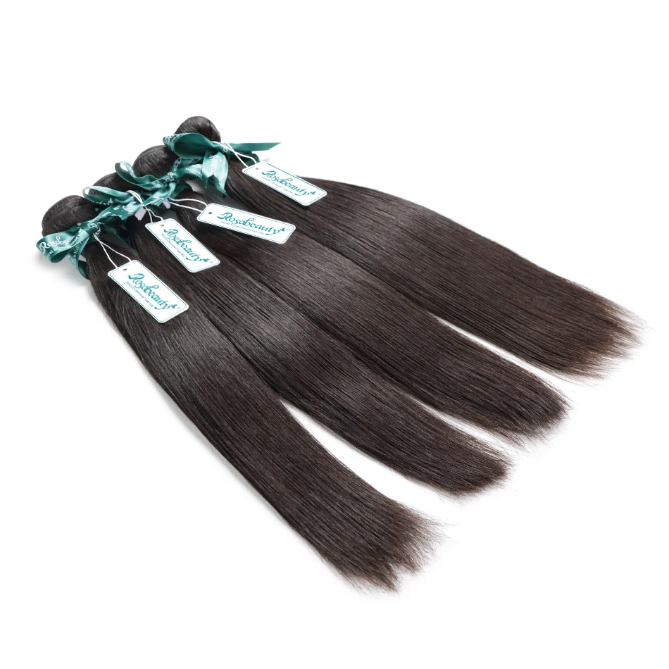 Najtaniej Rosabeauty 3 4 zestawy proste włosy z zamknięciem 8 30 Cal Natural Color brazylijski Remy ludzki włos wyplata z zamknięciem Frontal