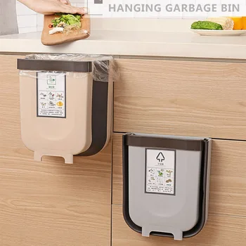 

Trash Can Foldable Large Capacity Wall Mounted Rectangular Garbage Bin Waste Storage Basket for Kitchen Bathroom Toilet Car
