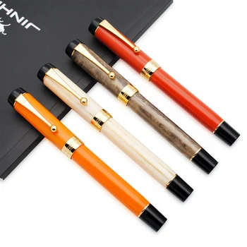 

Jinhao Centennial Tofu Fountain Pen 18KGP Golden Plated F Nib Acrylic Ink Pen