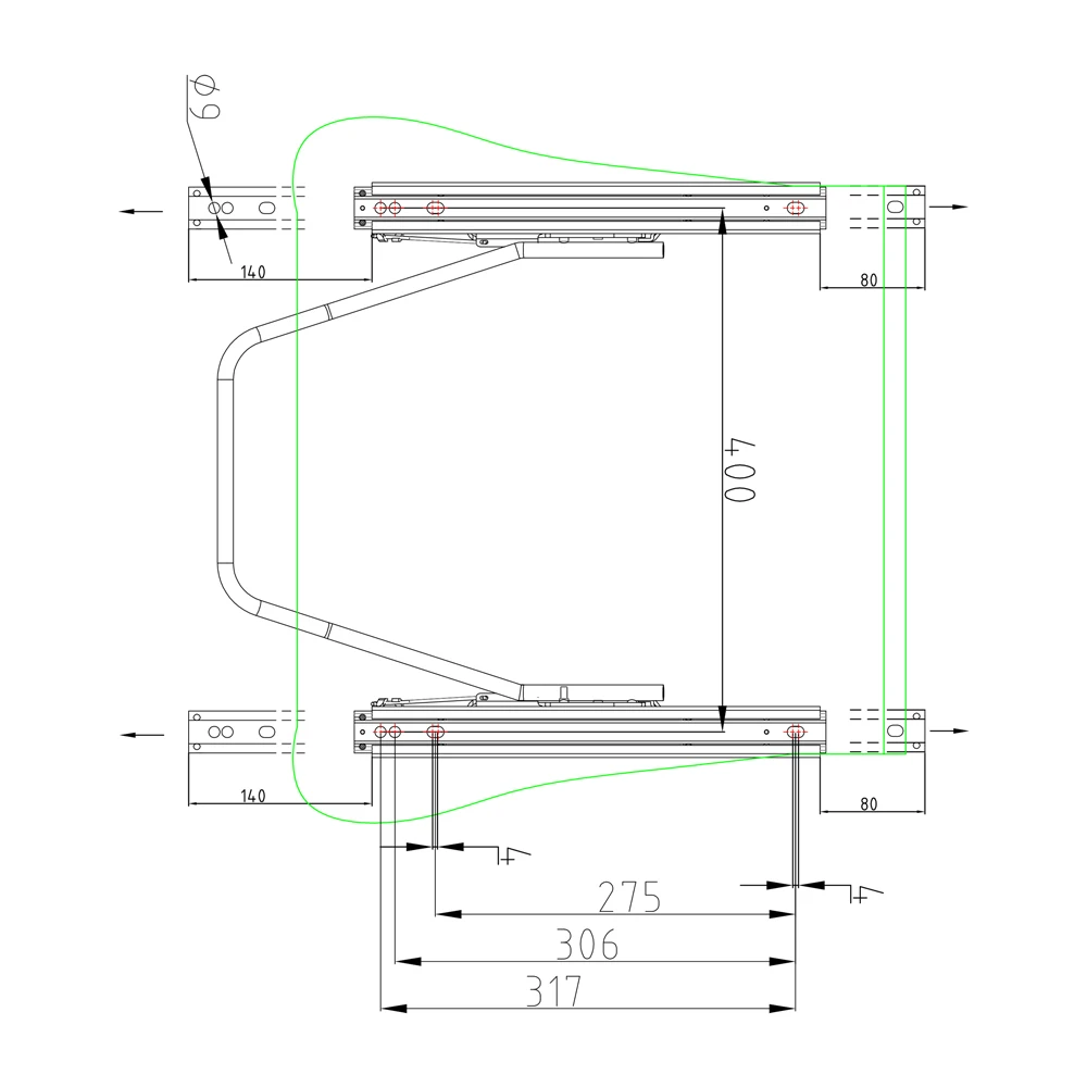 400滑道安装孔尺寸