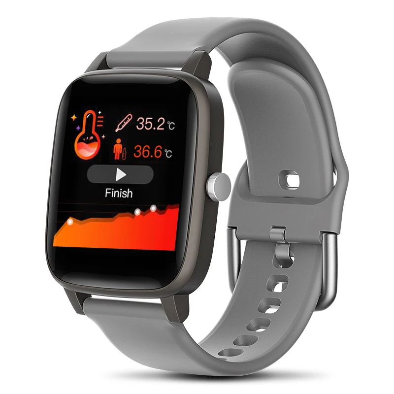 2021 NEW T68 Smart Watch Men Body Temperature Measure Heart Rate Blood Pressure Oxygen Bracelet Call Reminder Smart Watch Black 