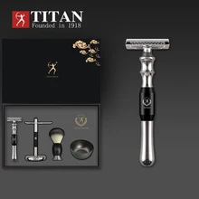 Titan Klassieke Veiligheid Scheermes Double Edge Scheren Safety Razor Set Metalen Handvat Scheren Kit Gratis Verzending