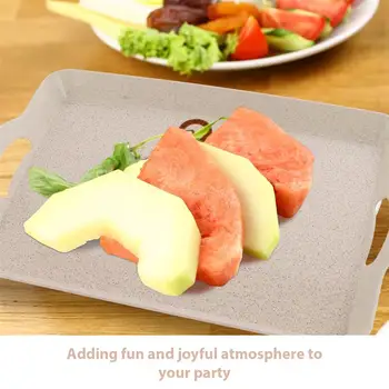 

3PCS/Set Wheat Straw Bread Cake Tray Fashion Fruit Plate Teaboard Snack Storage Tray for Home Hotel (Beige, Random Pattern)