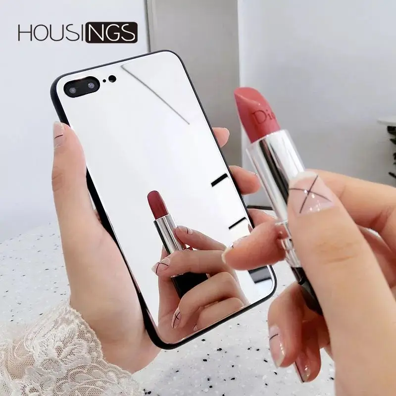 

Plating Full Mirror Case For iphone 7 8 Plus X Xs Soft Tpu Cover For iPhone XR Xs Max 6s Plus Bling Transparent Makeup Fashion