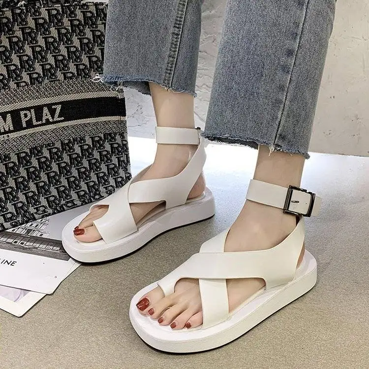 INS HOT Women's Sandals 2021 Summer Solid Color Comfortable Female Beach Shoes Chunky Sandals For Woman Non-Slip Shoe 