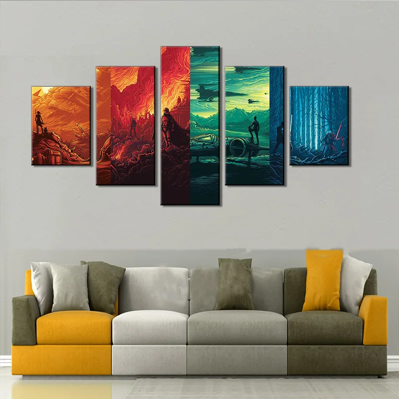 

EBay AliExpress Cross Border 5-frame Spray-print Painting Core HD Micro-jet Canvas 5-frame Anime Painting Core Decorative Painti