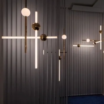 

Postmodern Loft Golden Led Chandelier Creative Long Stick Noble Living Room Hotel Hall Hanging Light Fixtures Free Shipping