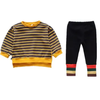 

Tracksuit For Children Girls Striped Sweatshirts and Leggings Sets Baby Toddler Letter Printed Shirt Casual Pants Kids Clothing