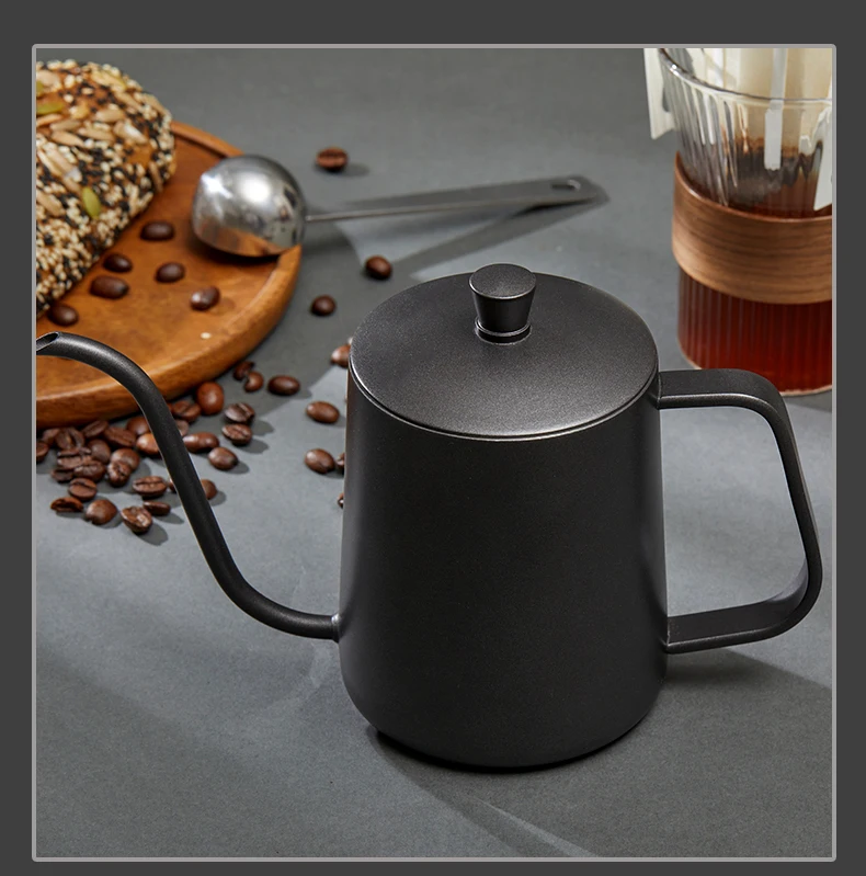 Drip Kettle 350ml 600ml Hand Make Coffee Tea Pot Non-stick Coating Food Grade Stainless Steel Gooseneck Drip Kettle Thin Mouth