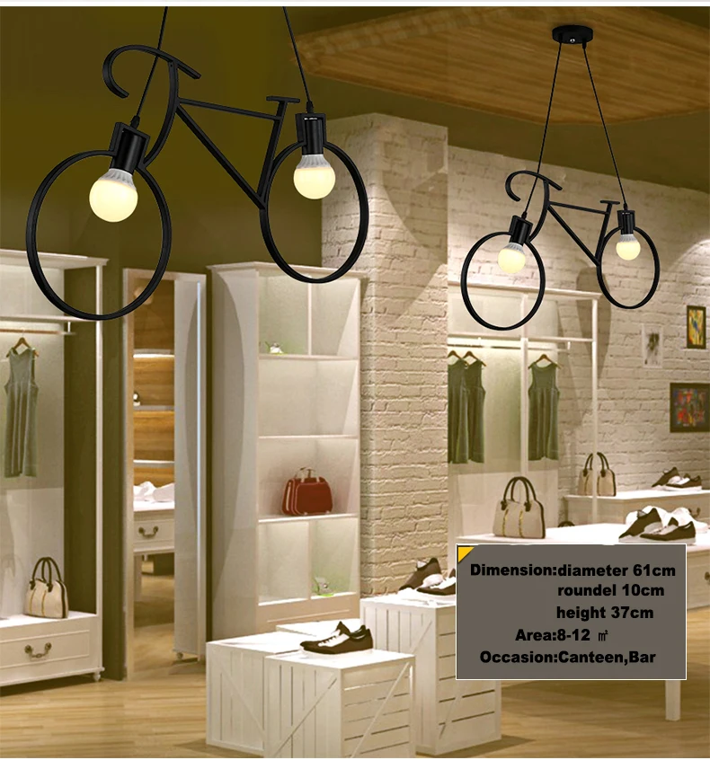 Modern Chandelier Bicycle Metal Wrought Iron Chandelier Lampshade E27 Edison Led Chandelier Living Room Cafe Shop