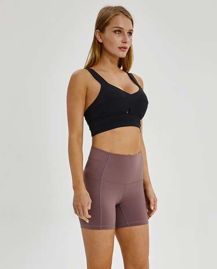 Простые мягкие нейлоновые спортивные шорты с высокой талией для йоги, женские облегающие шорты с пуш-ап эффектом для фитнеса и бега, шорты для тренировки в тренажерном зале с контролем живота