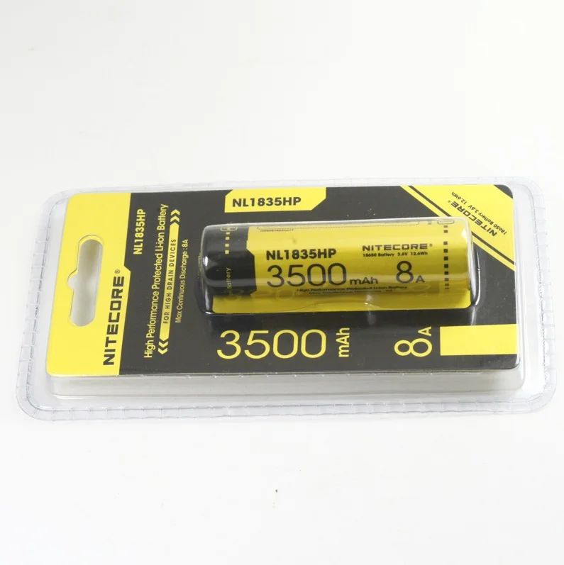 Nitecore NL1835HP высокопроизводительная 18650 3500mAh 3,6 V 12.6Wh 8A защищенная литий-ионная Кнопка Верхняя батарея для высоких Дренажные устройства