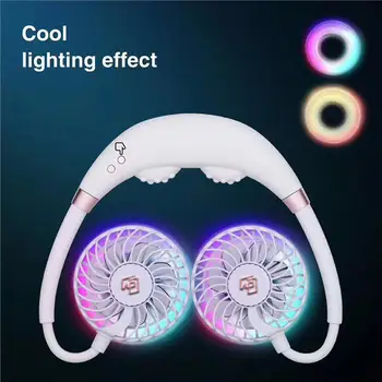

Hands-free Neck Band Hands-Free Hanging Portable Summer USB Rechargeable Neckband Massage Aroma-Function LED Cooling Fan Cooler