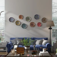 Bohemian Style Ceramic Decorative Plate, Living Room Decoration, Background Wall Hanging Plate 2