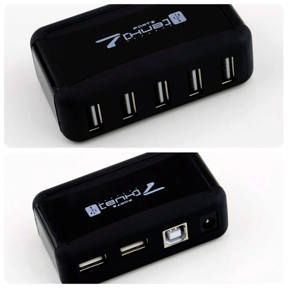 1 комплект Высокое Скорость USB Hub Портативный 7 Порты и разъёмы для туристического USB Hub адаптер переменного тока питания для ноутбука ПК компьютер(штепсельная Вилка европейского стандарта