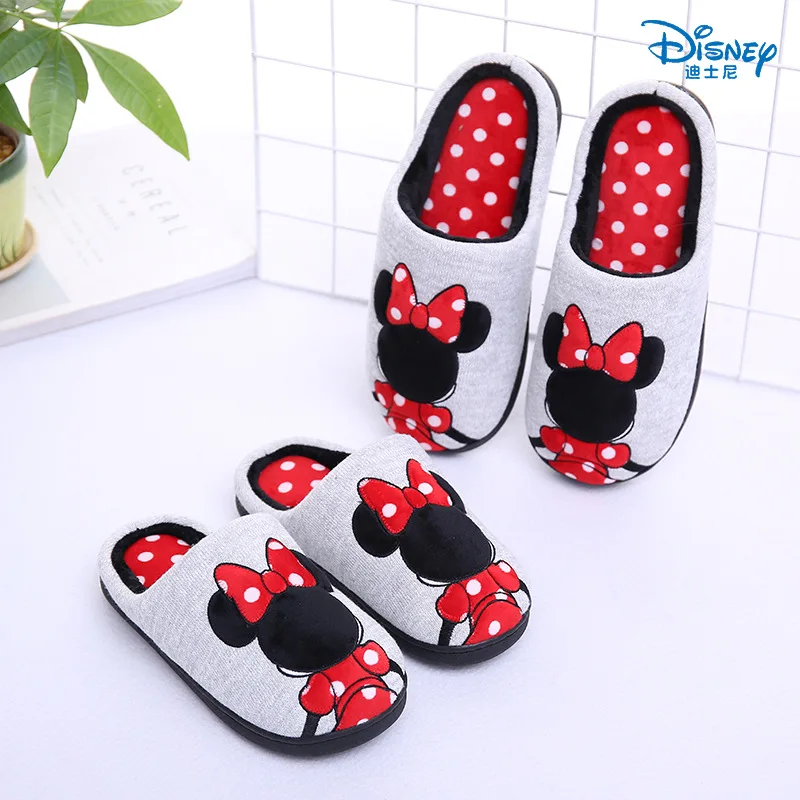 Disney/Детские хлопковые тапочки; коллекция года; сезон осень-зима; Новинка; нескользящая бархатная теплая Домашняя обувь с рисунком для мальчиков и девочек
