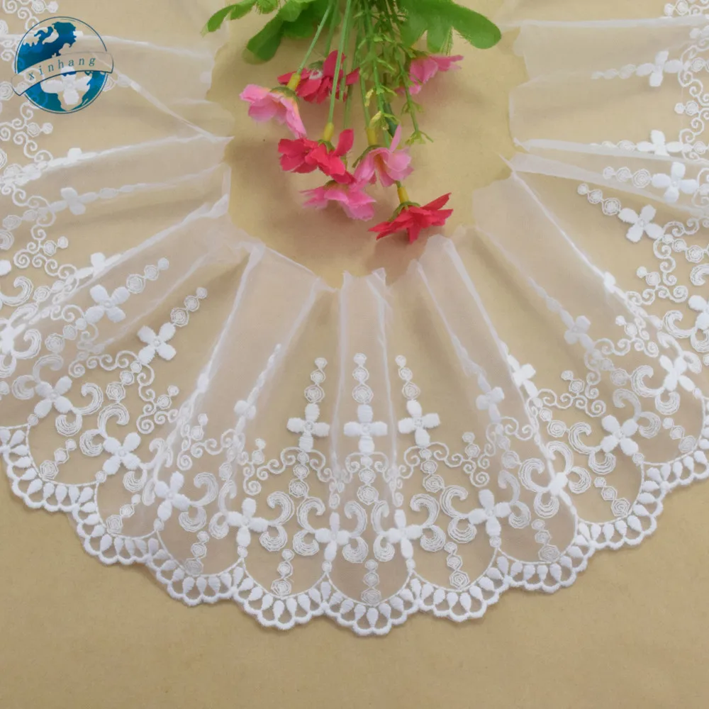 13 cm Breite Baumwolle Stickerei Weiße Spitze Nähen Band Guipure Trim Hochzeit Dekoration DIY Sofa Abdeckung Kleidung Zubehör # 4052 – Detail 6