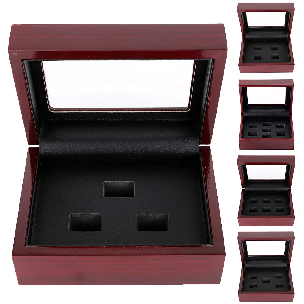 Championship Ring Jewelry Gift Vintage Display Box Home Universal Wooden Organizer With Holes Durable Large Capacity Collection