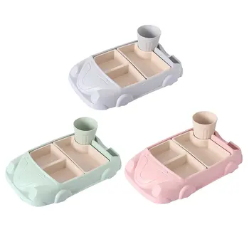 

Bamboo Fiber Baby Tableware Creative Compact Cartoon Car Plate Dash-Proof Grid Bowl Suitable For Children