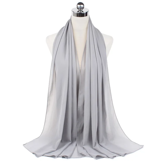 High Quality Good Stitching Stitch Plain Premium Heavy Chiffon Hijab Scarf Malaysian Women's Scarves Hijabs Long Shawl Shawls 3