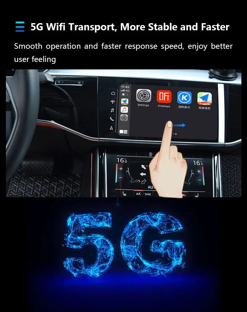 5G WIFI Bluetooth wireless carplay Adapter for Car with ast screen auto connect smart carplay TV Box For Any ios Version