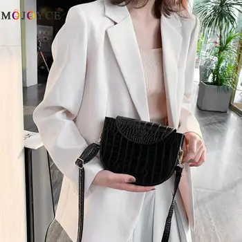 

Solid Color Fashion Women Small Crossbody Bags PU Leather Semicircle Retro Shoulder Bags torebka