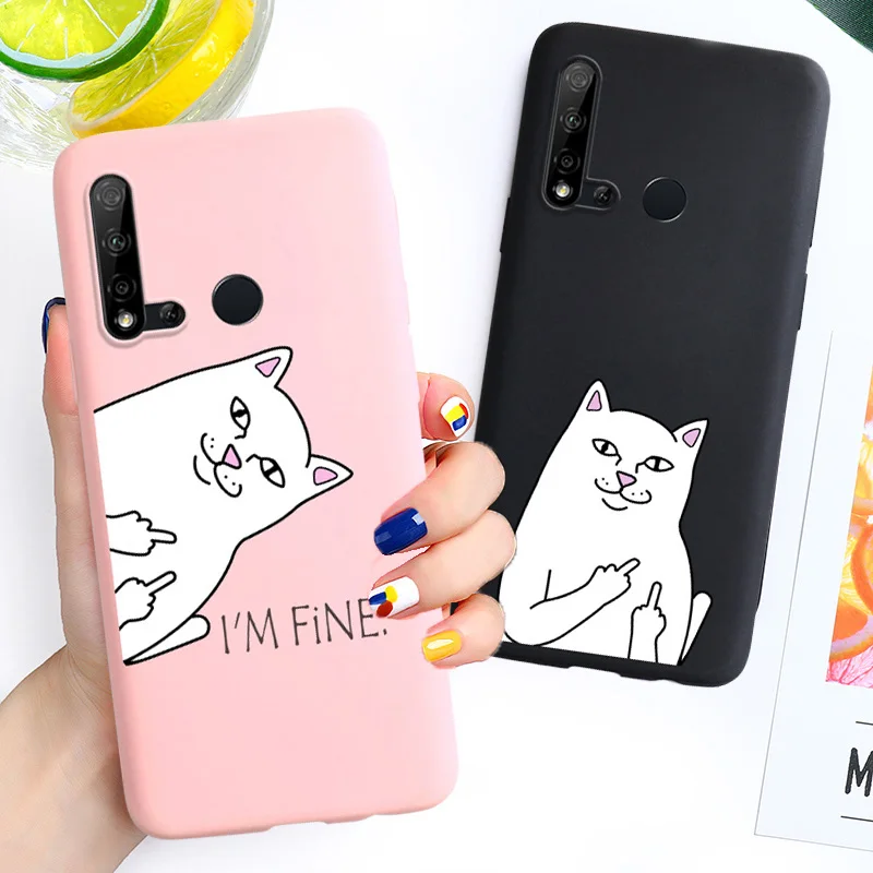Carton Funny Cat Phone Case For Huawei Y3 Y5 2017 Y6 Y9 2019 Y7 Pro Prime 2018 Nova 5i 5 4E 4 3 3E 3i 2 Plus Soft Cover |