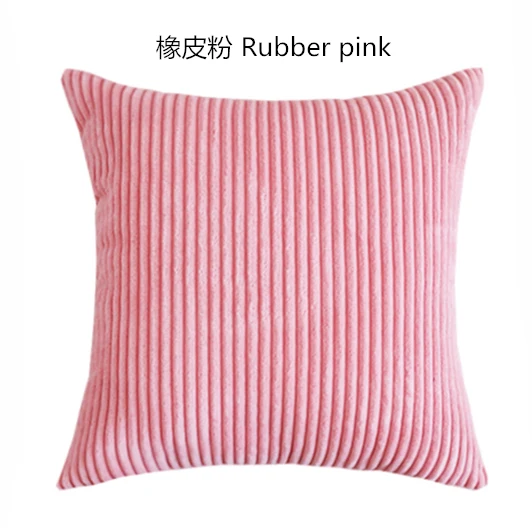 Полоса мягкого вельвета на плюшевой подкладке; одноцветные Цвет подушка покрытие домашний декор диван кровать диванные подушки, Наволочки на заказ 40*40/45/50/55/60/65 см - Цвет: Stripe Rubber pink