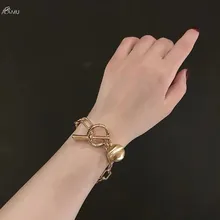 AOMU, новинка, модный тренд, хип-хоп, овальная толстая цепочка, металлический шар, цепь, браслеты для мужчин, женщин, девушек, вечерние ювелирные изделия, подарок